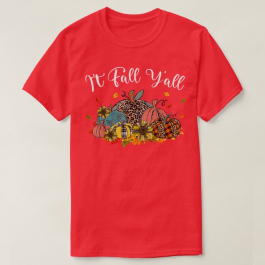 Fall Vibes Its Fall Yall Leopard Pumpkin Autumn Le T-shirt (Design voorkant)