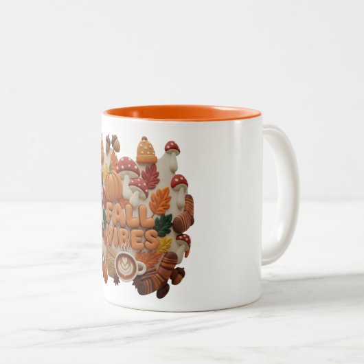 Fall Vibes Mug, Fall 2D Puff Coffee Tweekleurige Koffiemok (Voorkant rechts)