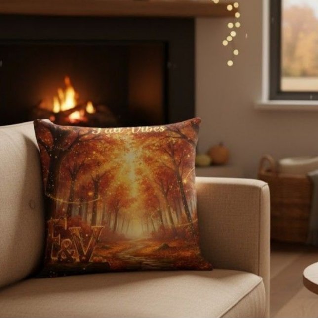 Fall Vibes Throw Pillow – Cozy Autumn Forest Kussen (Creator heeft geüpload)
