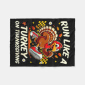 Fall Vibes Turkey Trot Run Like A Turkey On Thanks Fleece Deken (Voorkant (Horizontaal))