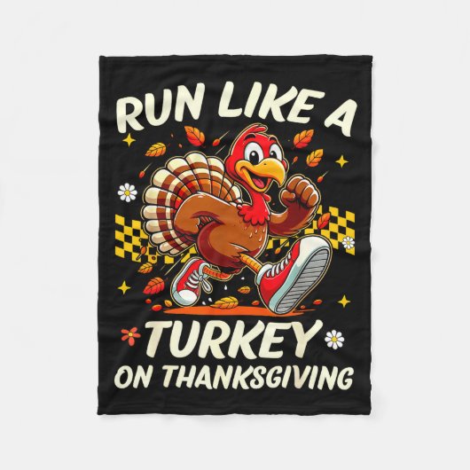 Fall Vibes Turkey Trot Run Like A Turkey On Thanks Fleece Deken (Voorkant)
