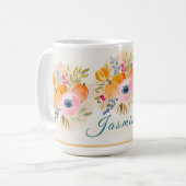 Fall Watercolor Pumpkin & Bloom Koffiemok (Voorkant links)