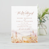 Fall Watercolor Wildflower Mountain Rustic Wedding Kaart (Staand voorkant)
