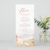 Fall Watercolor Wildflower Mountain Rustic Wedding Menu (Staand voorkant)