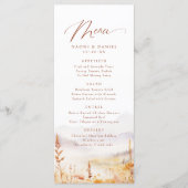 Fall Watercolor Wildflower Mountain Rustic Wedding Menu (Voorkant)