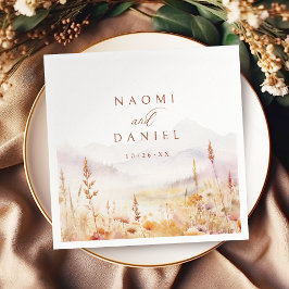 Fall Watercolor Wildflower Mountain Rustic Wedding Servet