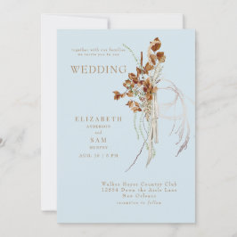 Fall Wazige Boho Hemelblauw Samen Met Trouwen Kaart