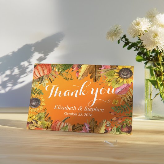 Fall Weddenschap Dank je herfst Maple Leaves Pumpk