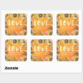 Fall Weddenschap Dank je herfst Maple Leaves Pumpk Vierkante Sticker (Vel)