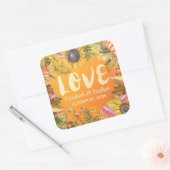 Fall Weddenschap Dank je herfst Maple Leaves Pumpk Vierkante Sticker (Envelop)