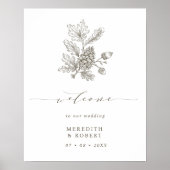 Fall Wedding Acorn & Pinecone Branch Welkom Poster (Voorkant)