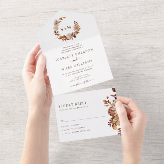 Fall Wedding All In One Uitnodiging (Afscheurbaar)