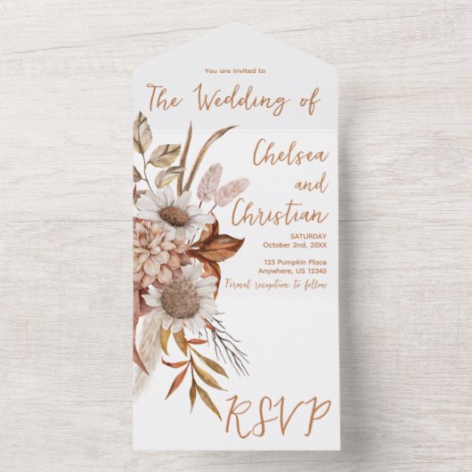 Fall Wedding All In One Uitnodiging (Binnen)