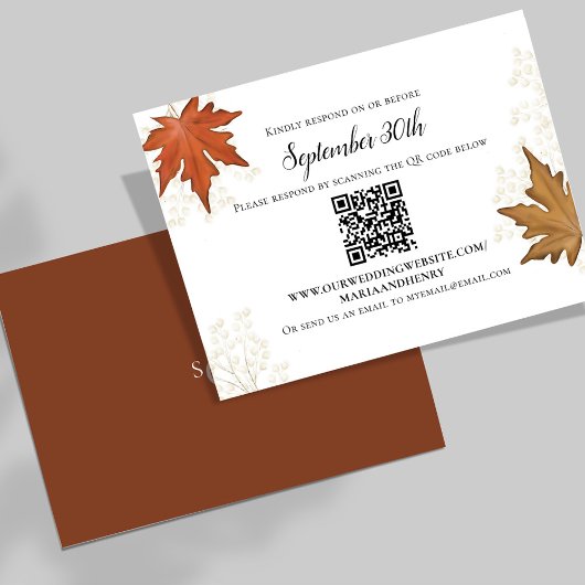 Fall Wedding Autumn Leaves RSVP  Informatiekaartje
