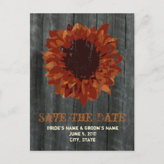 Fall Wedding Barnwood Save the Date Briefkaart (Voorkant)
