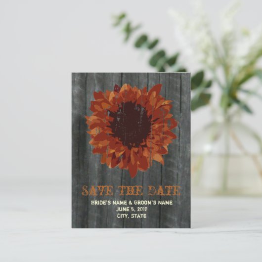 Fall Wedding Barnwood Save the Date Briefkaart (Staand voorkant)