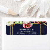 Fall Wedding Blue en Gold Chic Bold Floral Marsala Etiket (Insitu)