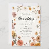 Fall Wedding Boho Bloemen Kaart (Voorkant)