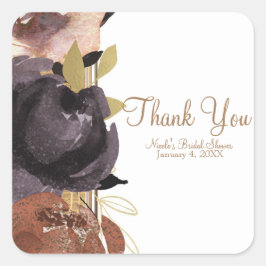 Fall Wedding Bold Glam Flowers Modern Floral Vierkante Sticker