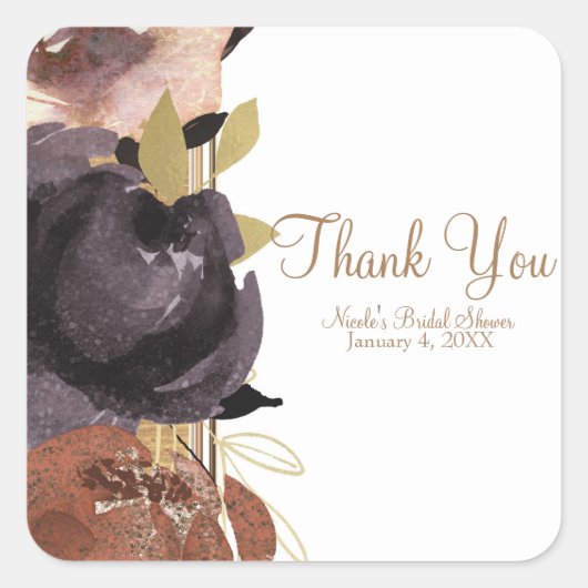 Fall Wedding Bold Glam Flowers Modern Floral Vierkante Sticker (Voorkant)