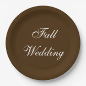 Fall Wedding Brown Rich Deep Rustige Kleur Papieren Bordje (Voorkant)