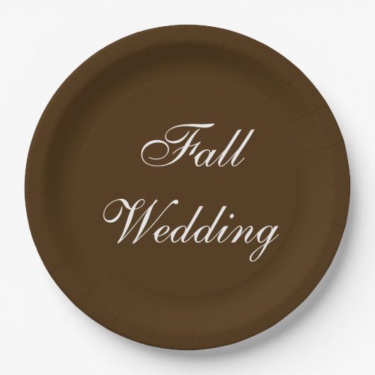 Fall Wedding Brown Rich Deep Rustige Kleur Papieren Bordje (Voorkant)