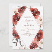 Fall Wedding Burnt Sinaasappel Floral Elegant Kaart (Voorkant)