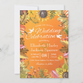 Fall Wedding Celebration Autumn Maple Leaf Pumpkin Kaart