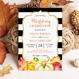 Fall Wedding Celebration | Autumn Pumpkins Leaves Kaart