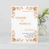 Fall Wedding Cooper & Rebecca Invitation Kaart (Staand voorkant)