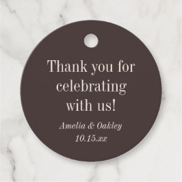 Fall Wedding Earthy Brown Round Couple Names Bedankjes Labels