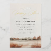 Fall Wedding Elegant Landschap Couple's Shower Folie Uitnodiging (Voorkant)