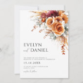 Fall Wedding Elegante Waterverf Bloemen Kaart (Voorkant)