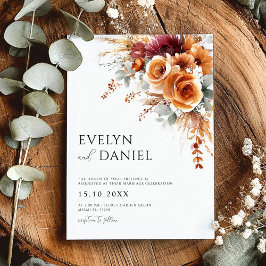 Fall Wedding Elegante Waterverf Bloemen Kaart