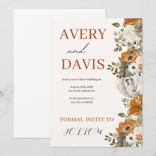 Fall Wedding Esthetisch 2025 Kaart (Voorkant / Achterkant)