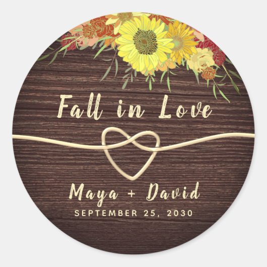 Fall Wedding Favor Classic Round Sticker (Voorkant)