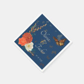Fall Wedding Floral Butterfly Blauwgroen Aangepast Servet (Hoek)