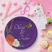 Fall Wedding Floral Butterfly Custom Paper Bord (Feest)