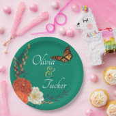 Fall Wedding Floral Butterfly Custom Paper Bord (Feest)