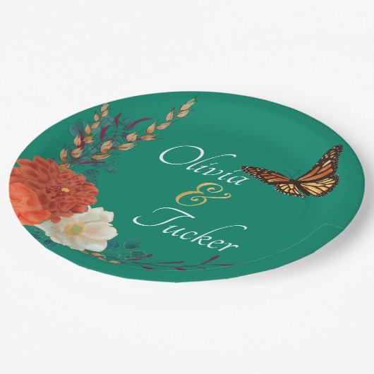 Fall Wedding Floral Butterfly Custom Paper Bord (Gekanteld)