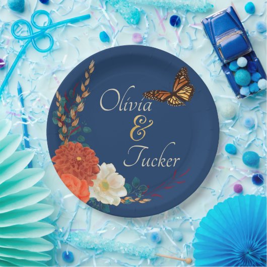 Fall Wedding Floral Butterfly Custom Paper Bord (Feest)