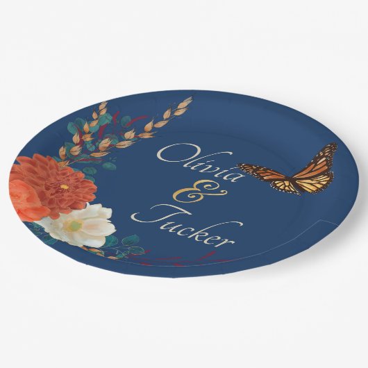Fall Wedding Floral Butterfly Custom Paper Bord (Gekanteld)