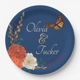 Fall Wedding Floral Butterfly Custom Paper Bord