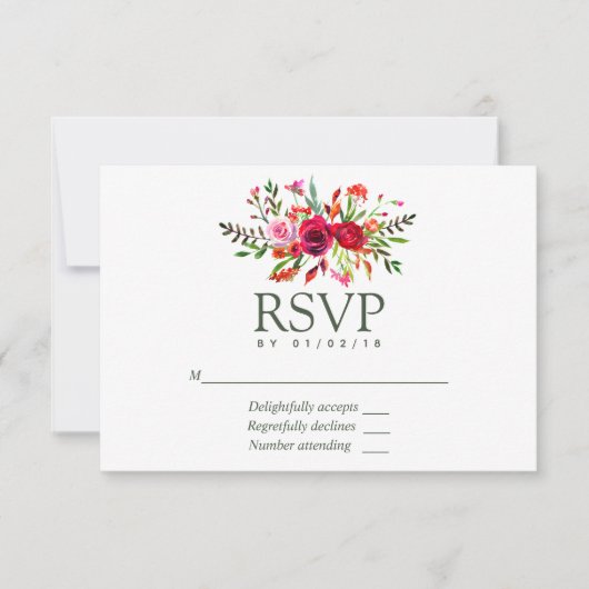 Fall Wedding Floral RSVP Kaartje (Voorkant)