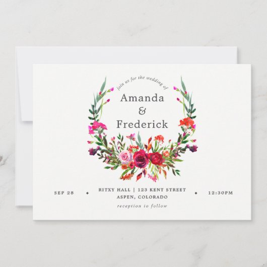 Fall Wedding Floral Uitnodiging (Voorkant)