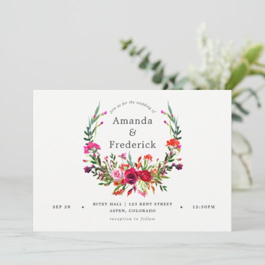 Fall Wedding Floral Uitnodiging (Staand voorkant)