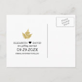 Fall Wedding Gold Leaves Burgundy Save the Date Aankondigingskaart (Achterkant)