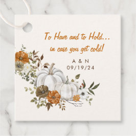 Fall Wedding Gooi Deken Creme Bloemenpompoen Bedankjes Labels