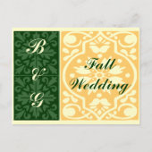 Fall Wedding Green Monograms Aangepast Briefkaart (Voorkant)