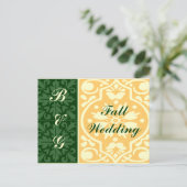 Fall Wedding Groen Tan Monogram Aangepast Briefkaa Briefkaart (Staand voorkant)